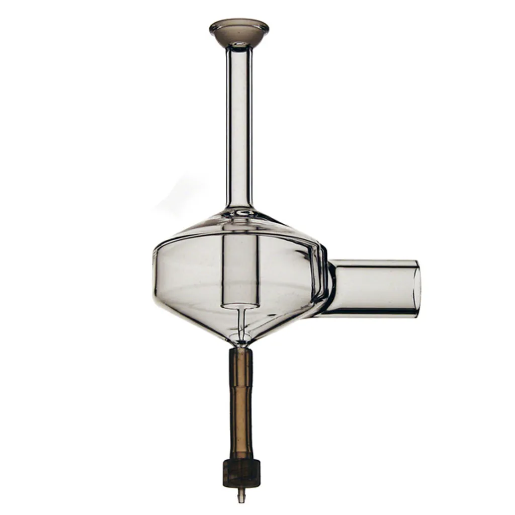 Cyclonic Spray Chamber, Radial, Long Neck w/ knockout tube, with Fittings